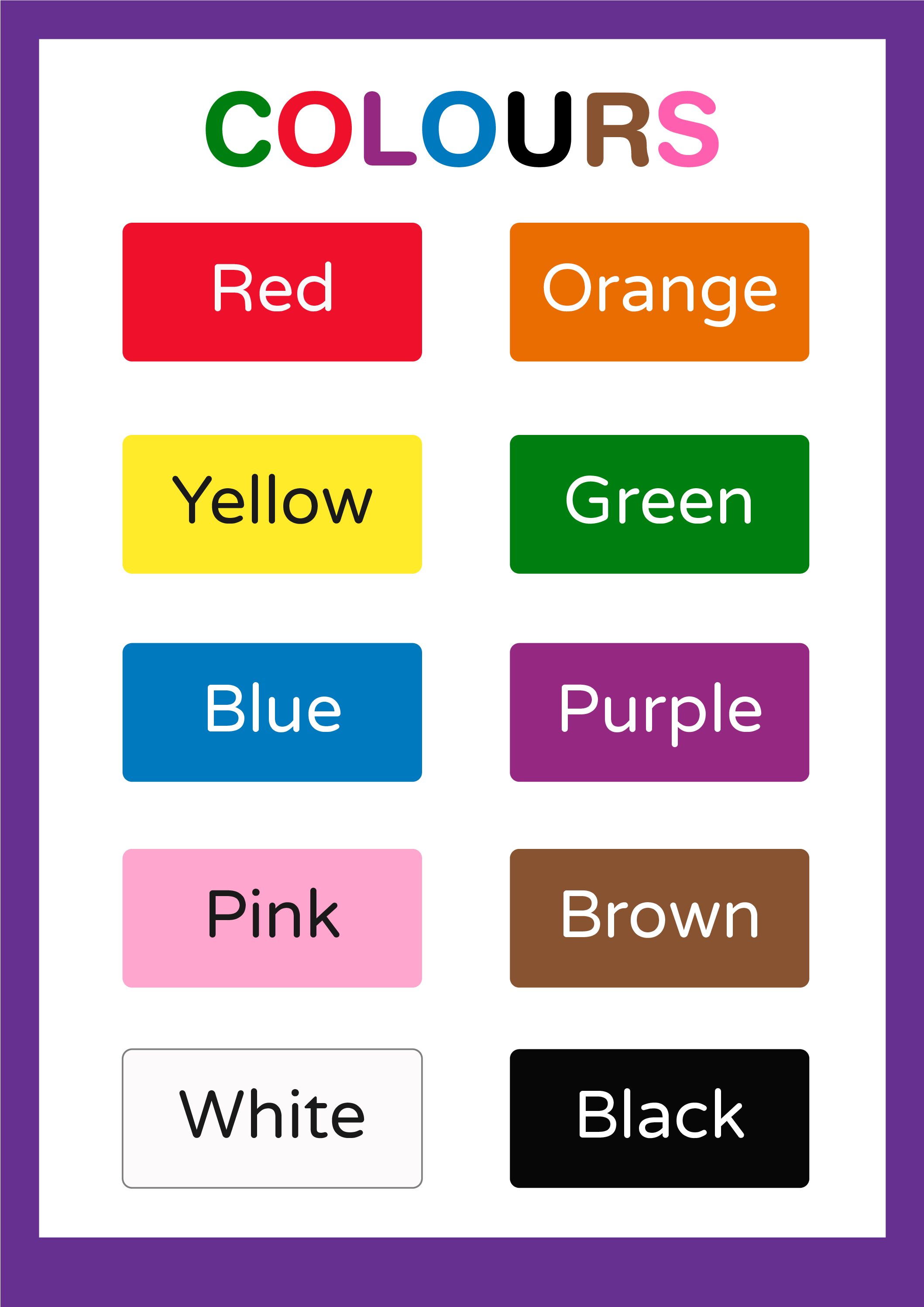Colour chart for children